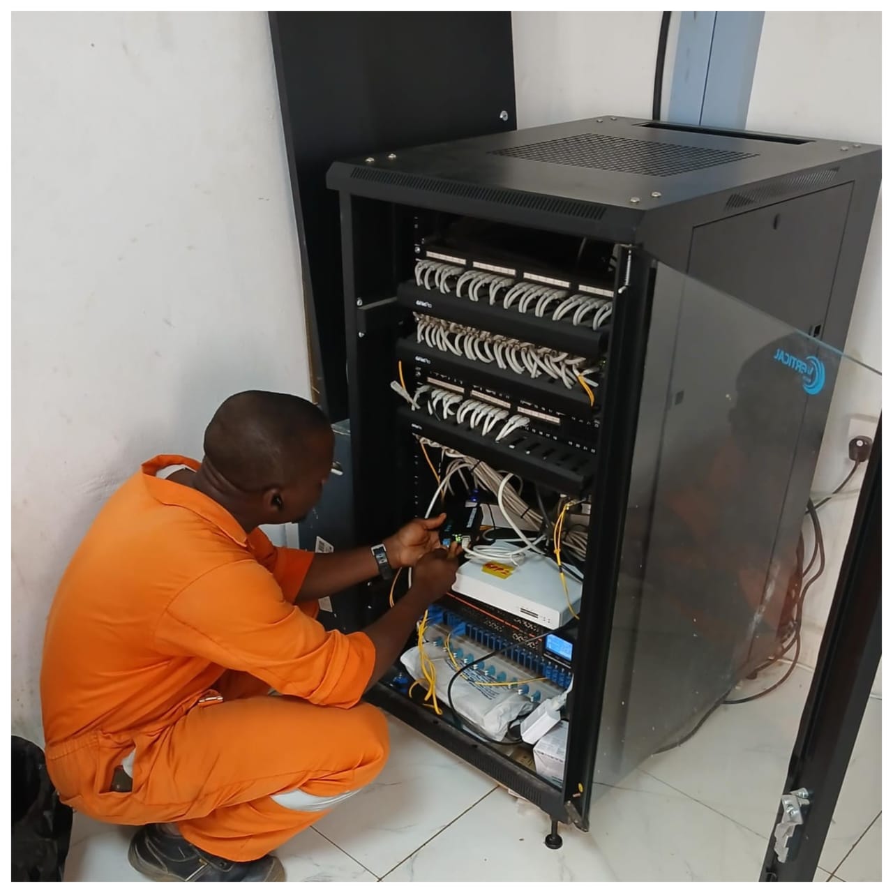 Louis Okperiruisi performing field technical support and equipment maintenance in an industrial plant